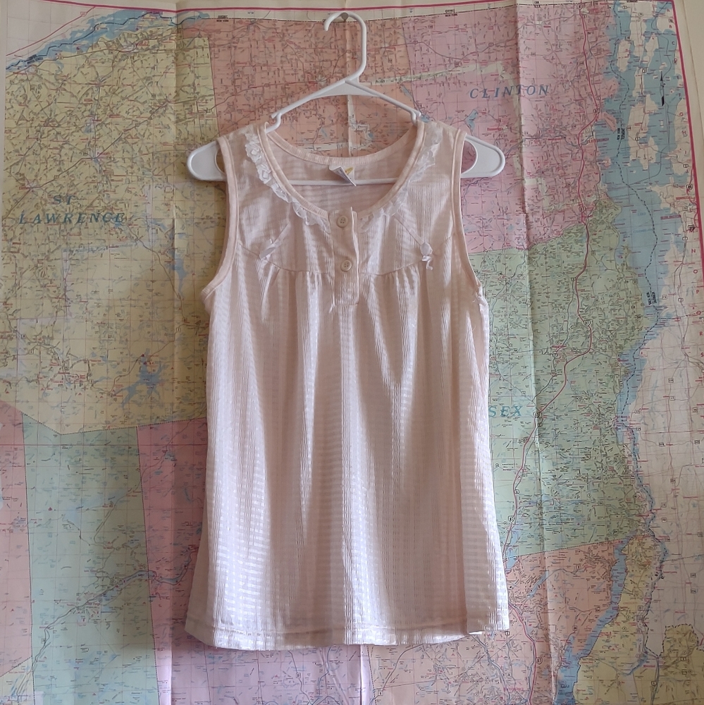 Vintage Sears light pink sleep tank with trim